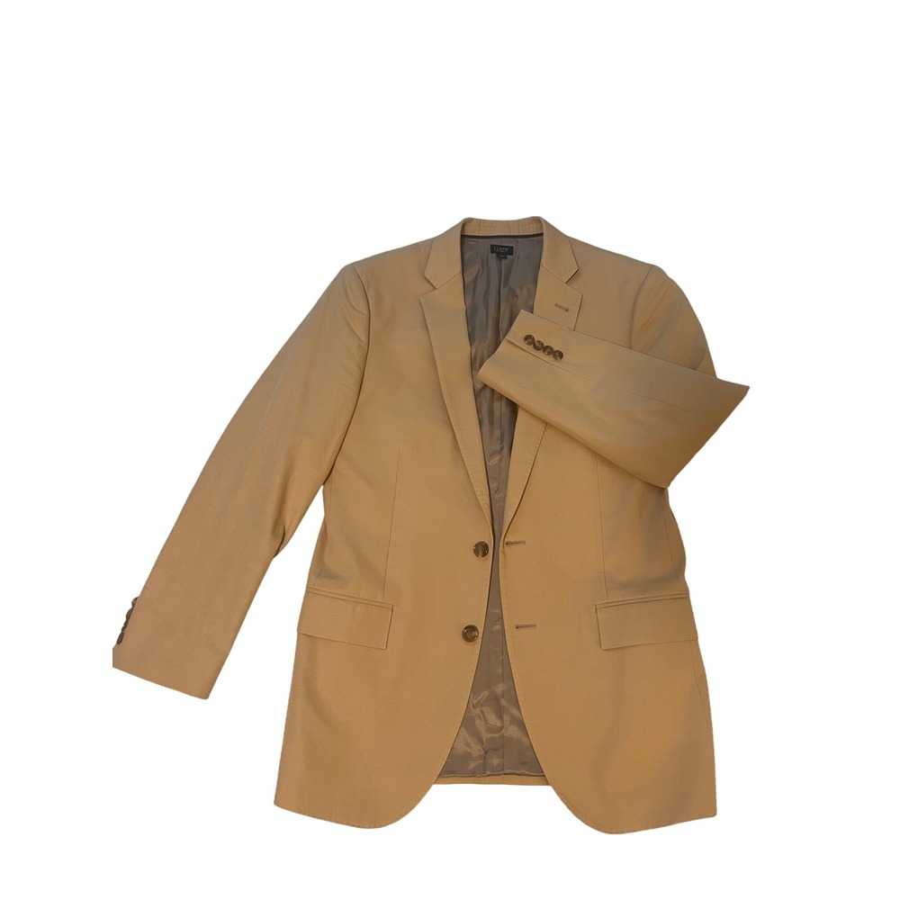J. Crew Ludlow Italian Chino Suit Tan Khaki Larusmiani Cotton 38R 33x32 Mens